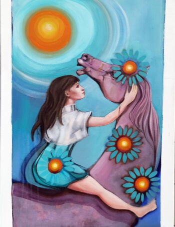 The Sun Original and print unique for Tarot project Maleri Billedkunst