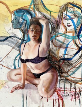 Ta plass original ink and oil by Verena Waddell